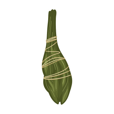 香干鼠尾草冥想。矢量手绘卡通