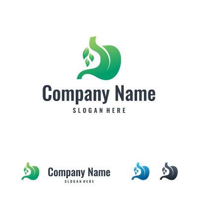 Nature Stomach logo template, Leaf Stomach logo ve