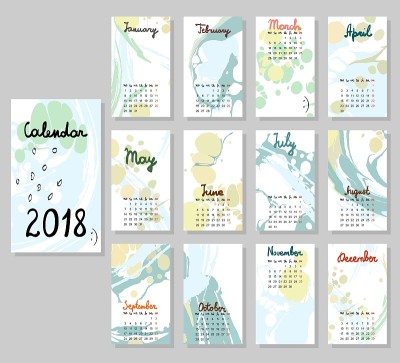 可爱的2018年日历。