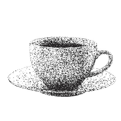 hand drawn coffee cup using stippling technique