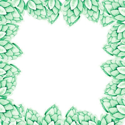 水彩画框架与啤酒节啤酒花