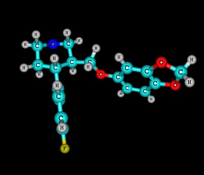 帕罗西汀分子孤立在黑色上