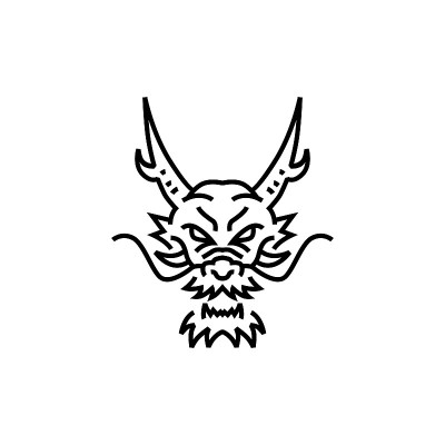 龙单线矢量图标插图
