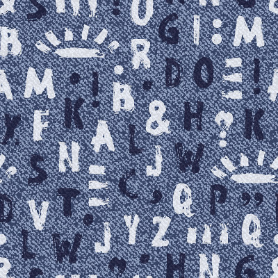 矢量牛仔裤背景与Grunge字母表。手写字母和标点符号。回到学校。ABC牛仔无缝图案。蓝色牛仔布