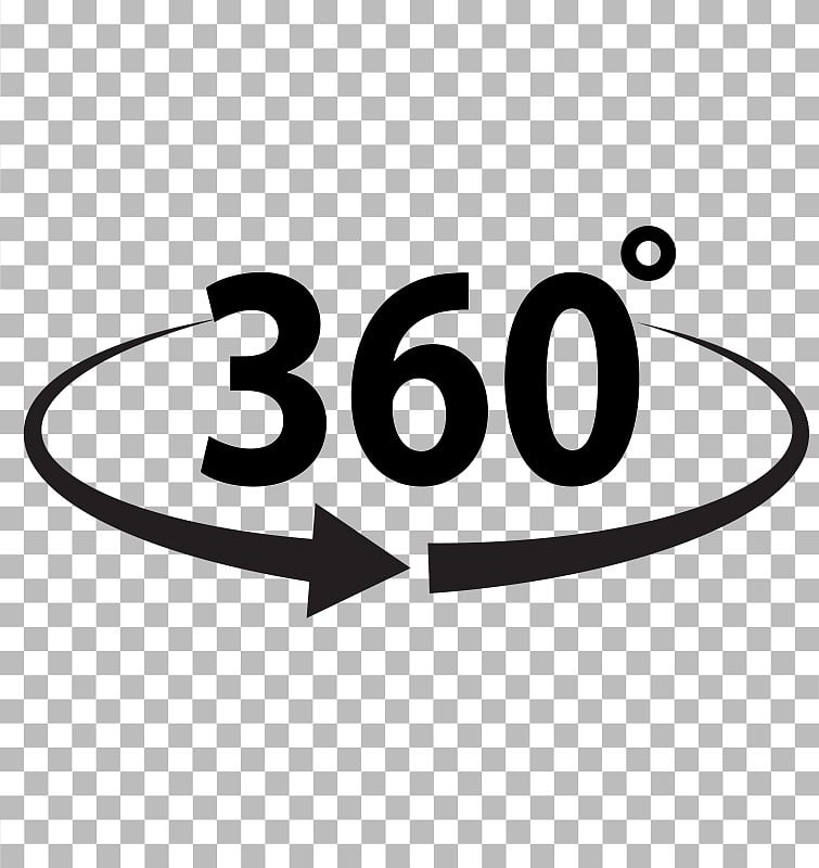 360 degrees icon on transparent background. flat s