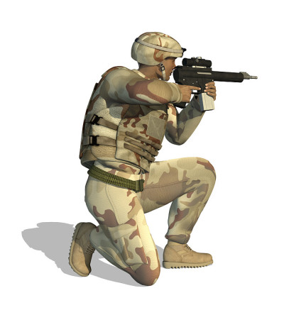 士兵瞄准步枪