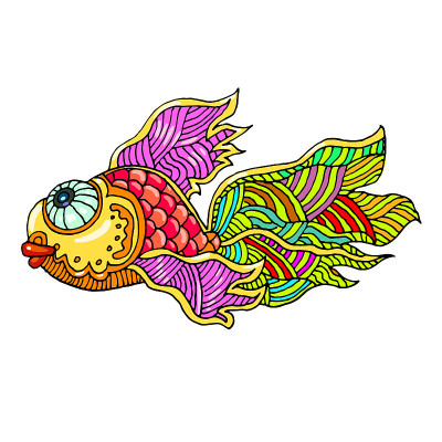 卡通漫画海洋或河流的鱼