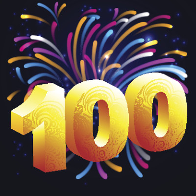 金色数字100的烟花