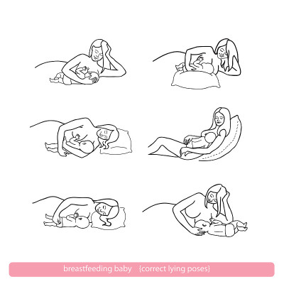 母乳喂养-正确的姿势躺(矢量图)-矢量