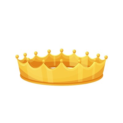 金色的王冠。第一名，皇家黄金珠宝，财富或国王。
