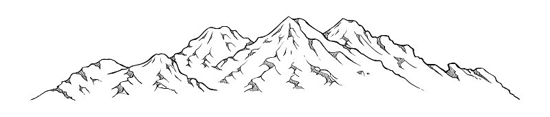 手绘山矢量插图