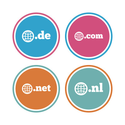 顶级域名的迹象。De, Com, Net和Nl。