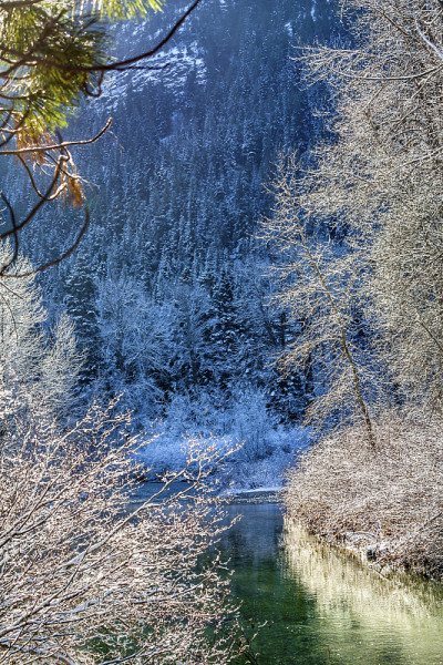 冬天，雪，冰，蓝山，韦纳奇河，莱文沃斯，华盛顿