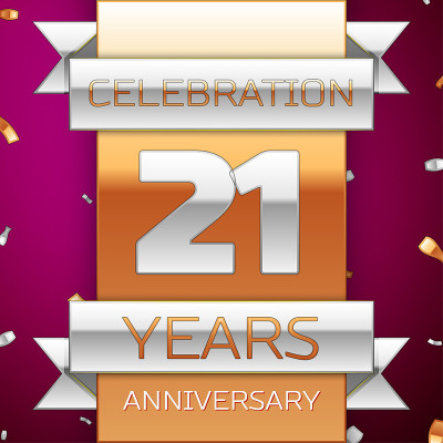 Realistic Twenty one 21 Years Anniversary Celebrat