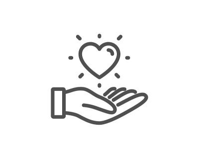 Hold heart line icon. Friends love sign. Brand amb