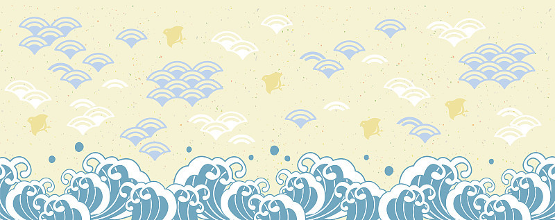 美丽的波浪在日本的插图
