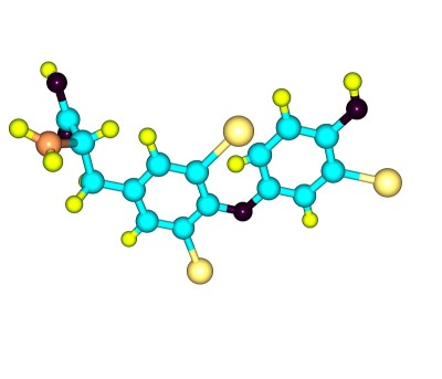 白色上分离的三碘甲状腺原氨酸分子