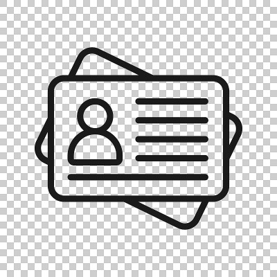 Id card icon in transparent style. Identity tag ve