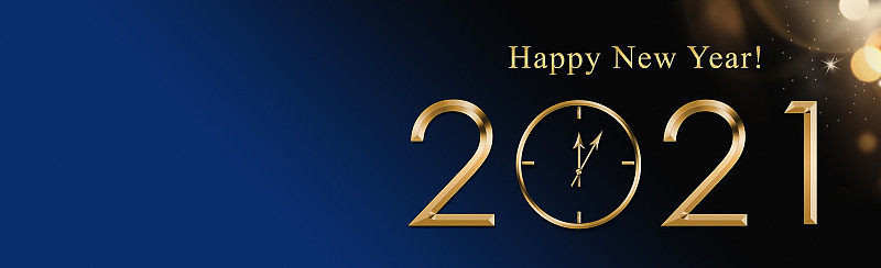 插图2021年快乐新年背景与黄金时钟。节日黄金2021卡，传单，邀请，海报，代金券，横幅。为文本复制
