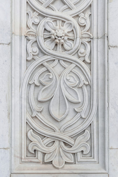 近距离用灰泥粉刷的古代建筑装饰