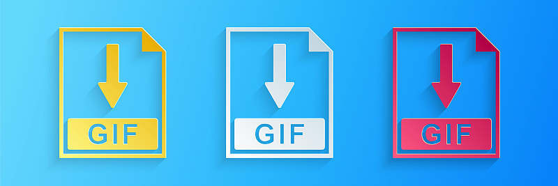 Paper cut GIF file document icon. Download GIF but