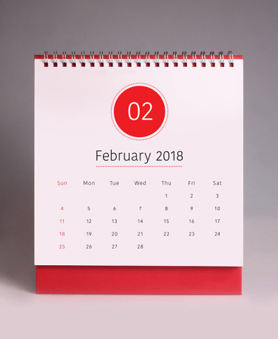 简单的台历2018年2月