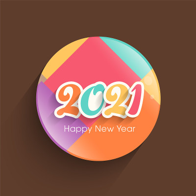 2021年新年快乐文本设计向量。