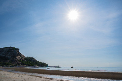 美丽的海景从Khao Takiab海滩在huahin Prachuap Khiri汗泰国