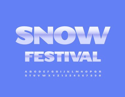 矢量现代旗雪节。光泽字母和数字集合