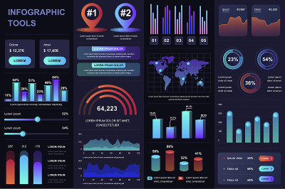捆绑信息图UI, UX, KIT元素。不同的图表，图表，工作流程，流程图，时间线，方案，营销图标，图
