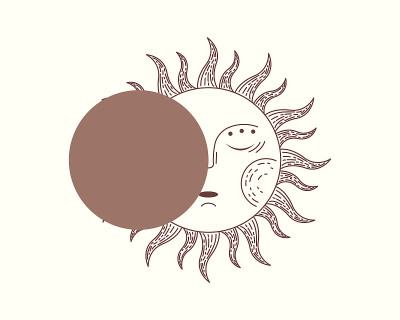 矢量图的月食与retro sun。占星术的神秘符号。