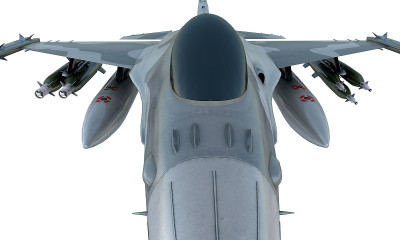 F-16战斗机在白色背景上隔离。美国军用战斗机。美国军队
