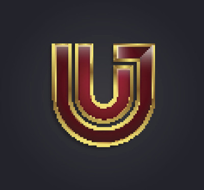 矢量图形红宝石字母与黄金边缘/字母U