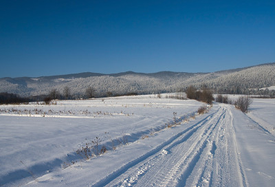 白雪覆盖的乡村道路