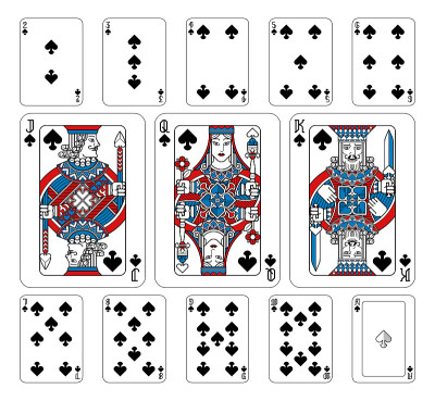 Playing Cards Spades Red Blue and Black