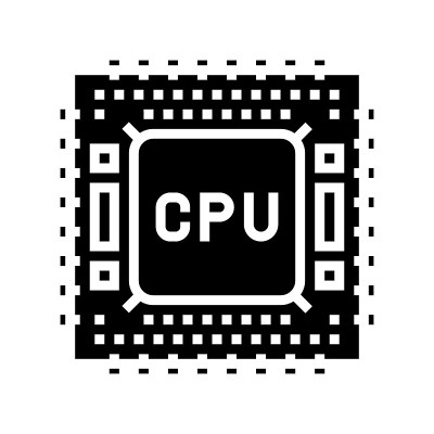 CPU半导体制造字形图标矢量插图