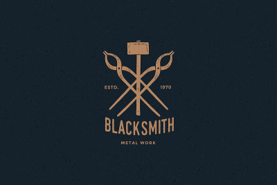 Hand-drawn blacksmithing tools.