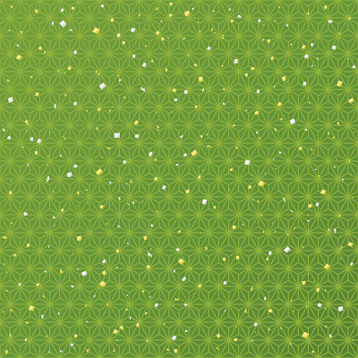 green background with Japanese traditional design.