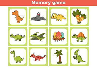 Printable memory game for preschool kids.