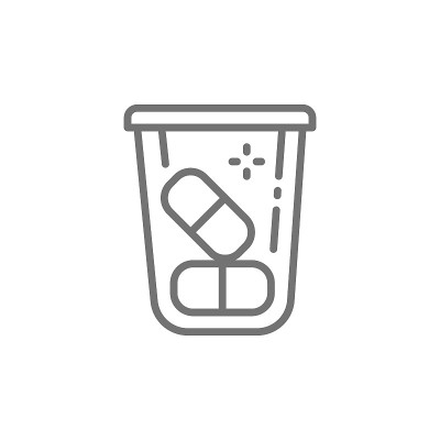 药丸容器，药品，维生素线图标。