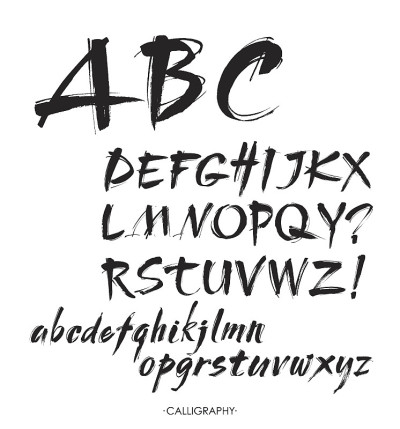 矢量丙烯酸笔刷风格手绘字母字体