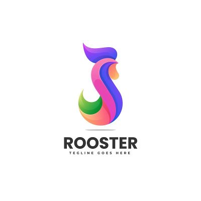 矢量插图公鸡梯度彩色风格。