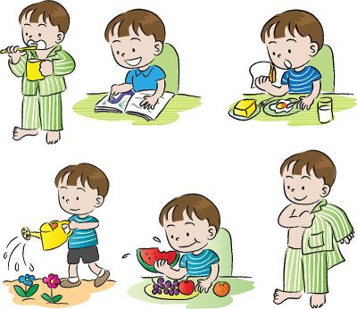 vector cartoon kids action emoji life set