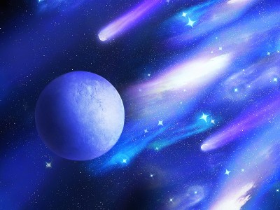 太空中的行星和明亮色调的星云
