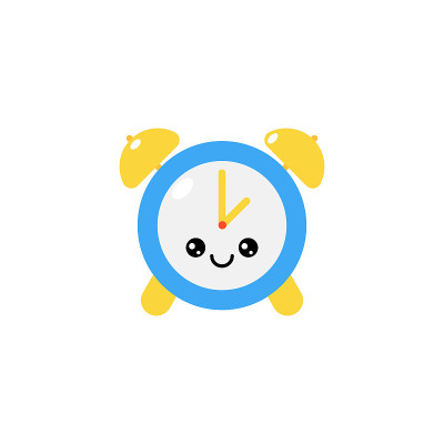 矢量卡哇伊时钟人物插图
