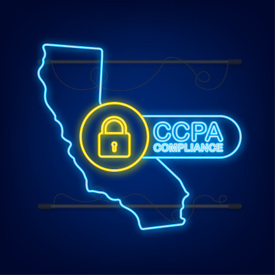 Ccpa，任何用途的伟大设计。neonicon安全向量。网站信息。网络安全。数据保护霓虹灯