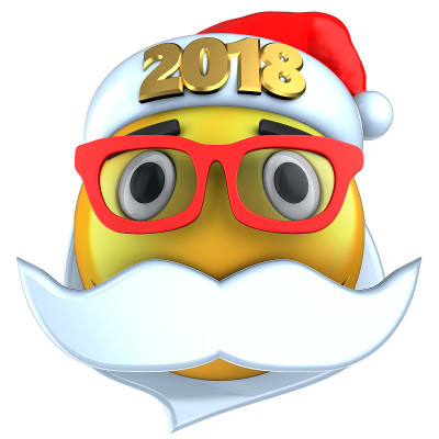 3d黄色表情微笑2018圣诞帽