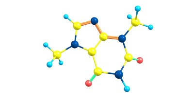 可可碱分子结构孤立于白色