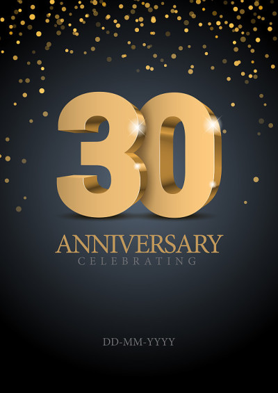 30周年。黄金3 d数字。