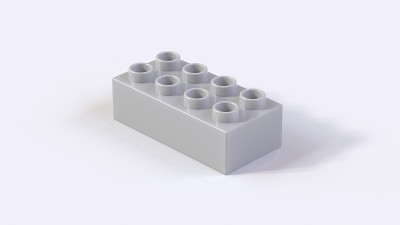 灰色塑料建筑玩具砖在白色的背景。3d渲染与工作路径